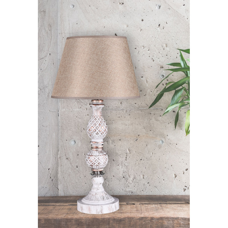 Lampe de table en métal, Beige, Blanc