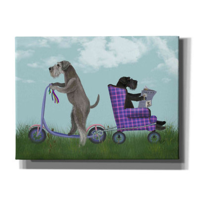 Schnauzer Scooter, reproduction d'art sur toile tendue