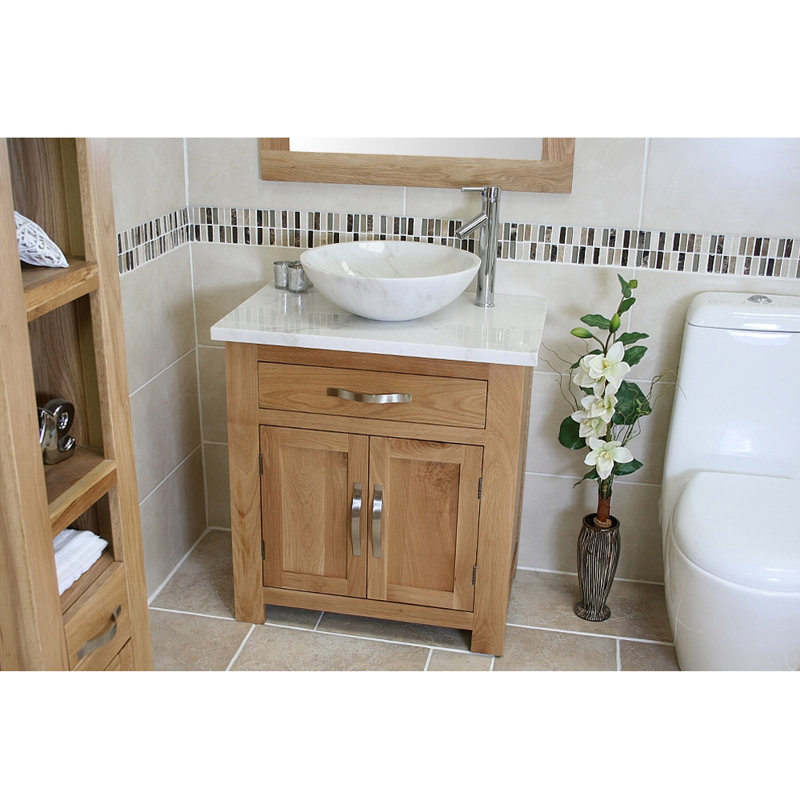 Sycamore 751mm Single Bathroom Vanity with Vessel Stone Basin