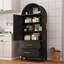 Armoire arquée en métal de 73 pouces de haut avec 2 portes, 2 tablettes réglables et rangement ouvert, style campagnard moderne pour une utilisation polyvalente-1101078050