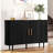 47" Sideboard Buffet Cabinet with Storage Cabinet with Tambour Slide Doors&Shelves, Fluted Storage Cabinet with Curvy Edge, Accent Console Buffet Cabinet,-695261161