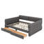 Grand lit plateforme tapissier avec port USB et tiroirs-550364434