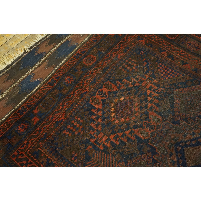 Antique Bold Tribal Geometric Baluch Afghan Rug
