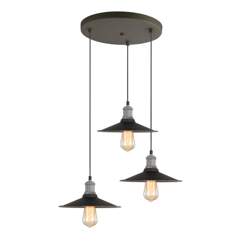 Luminaire suspendu conique à 3 lumières, Gris / bronze