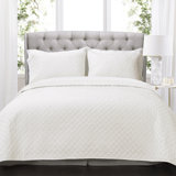 Ava Diamond Oversized Cotton Quilt White 3Pc Set Cal King