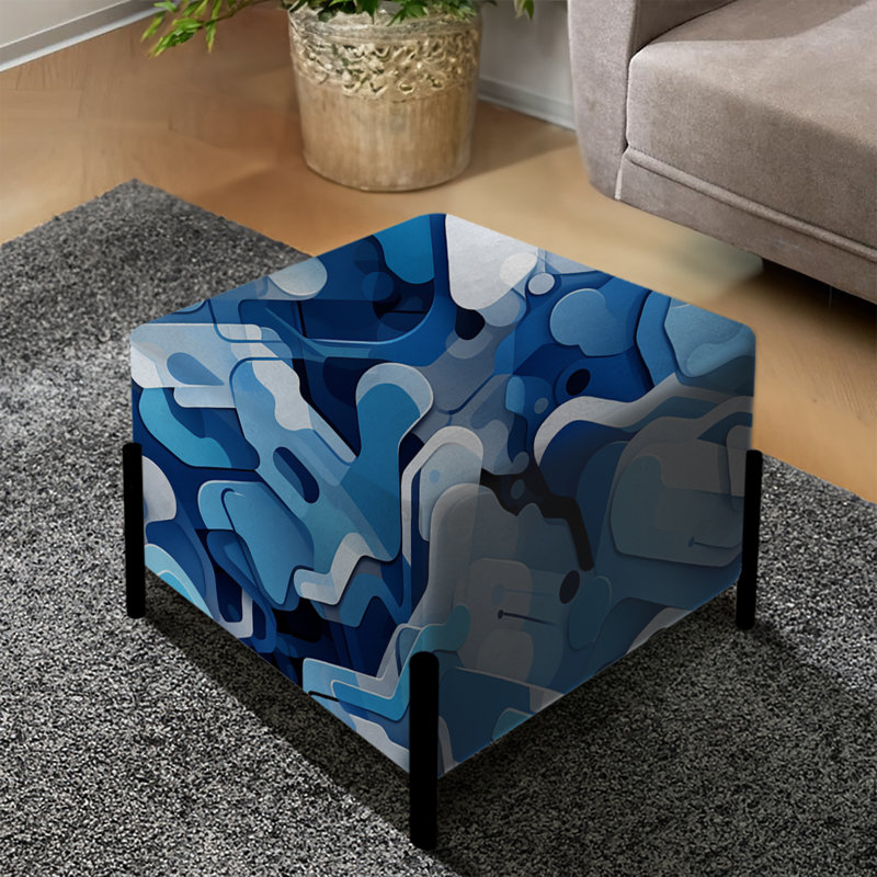 Repose-pieds bleu camouflage futuriste furtif bleu
