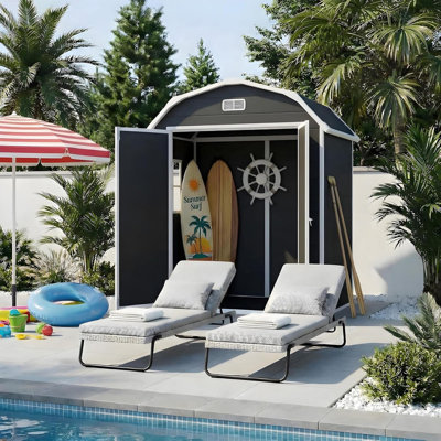 Remise à outils 6 x 4 pi avec porte verrouillable et rampe, remise extérieure imperméable avec plancher, fenêtre et évents pour patio, jardin, cour arrière