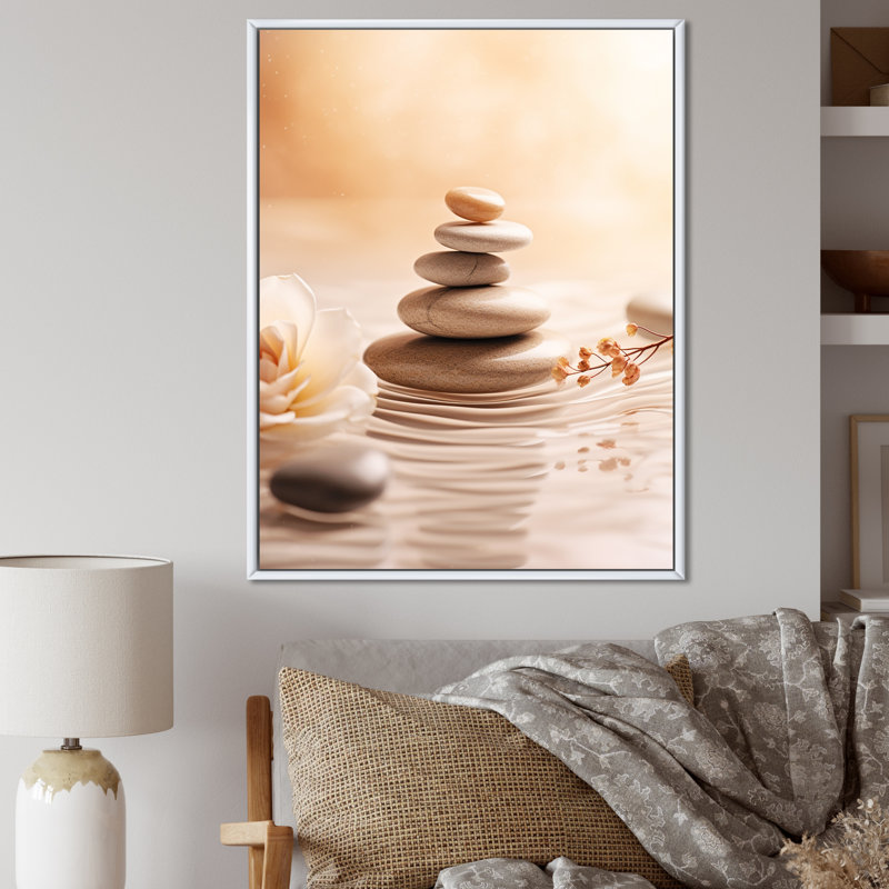 Spa Serenity Zen Stones délicat équilibre Cairn - pierre spirituelle grand art mural, H 44 po x l 34 po x P 1,5 po