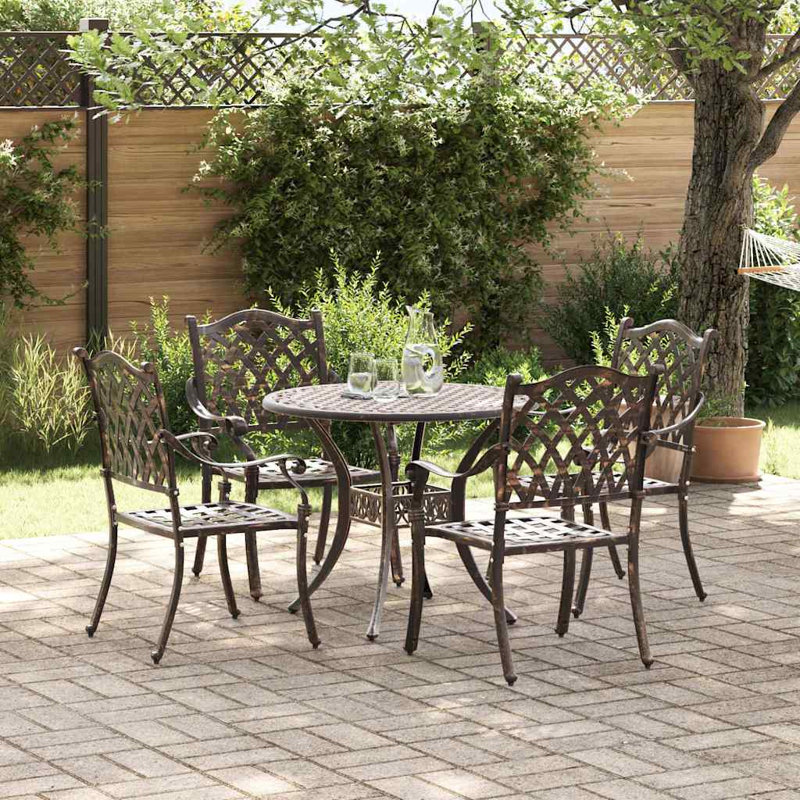 4 - Person Patio Dining Set Square Table, Bronze