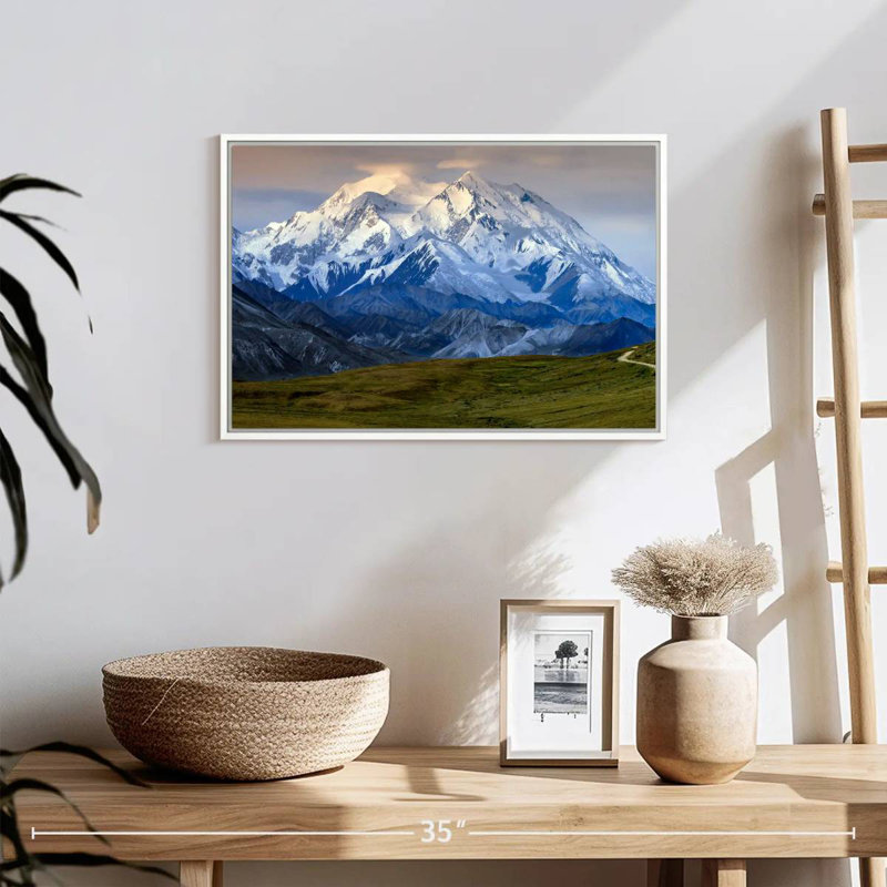 Denali en Alaska, Cadre flottant blanc, 19 po x 13 po