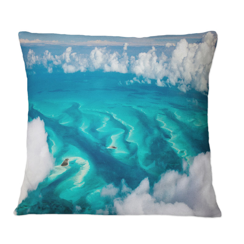 Baalas Arial View - Coussin décoratif imprimé nautique et côtier, 16 po x 16 po