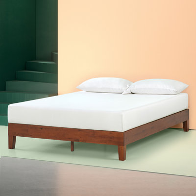 Zinus 12" Deluxe Wood  Platform Bed/ No Boxspring Needed/Wood Slat Support/Cherry Finish