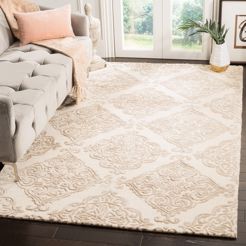 Tapis ivoire en laine touffeté à la main Bernon, Rectangle 2 pi x 3 pi