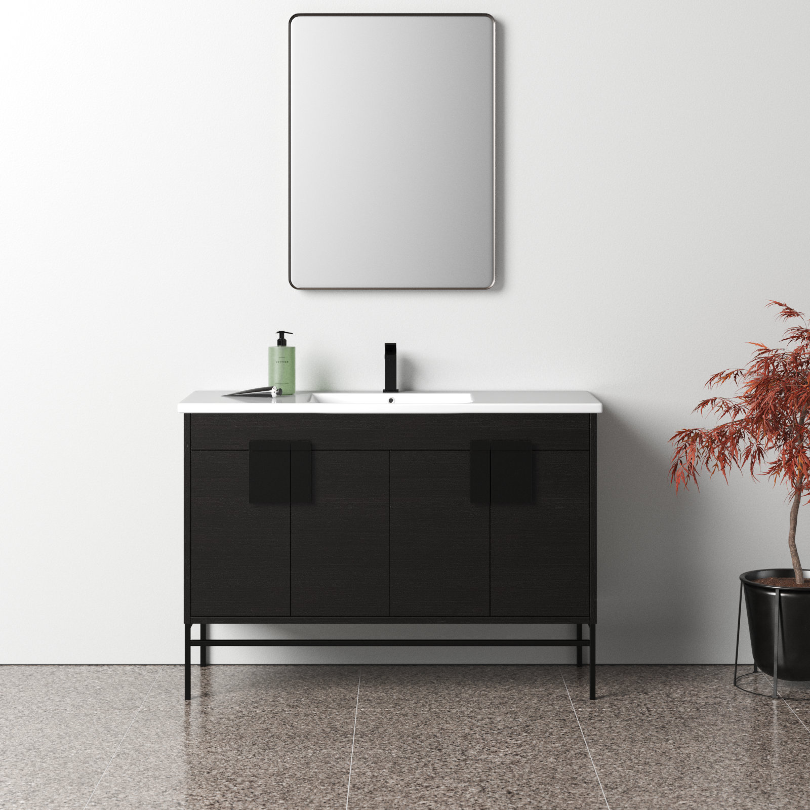 Maisie 48'' Single Bathroom Vanity, Black, Black