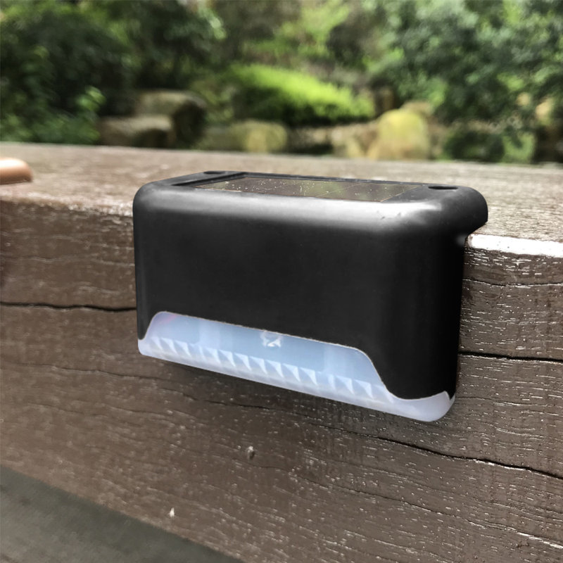 Black Solar Powered Integrated LED Deck Light Pack - Garden Patio Pathway Decor, White