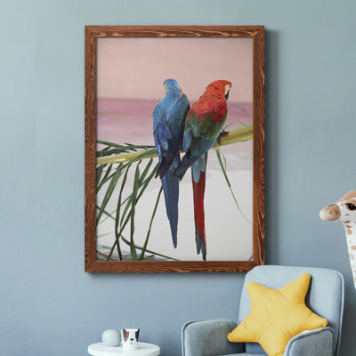 Palm Parrots - Peinture sur toile encadrée
