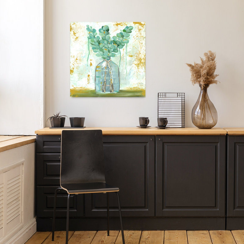 Arrangement eucalyptus abstrait, H 18 po x l 18 po