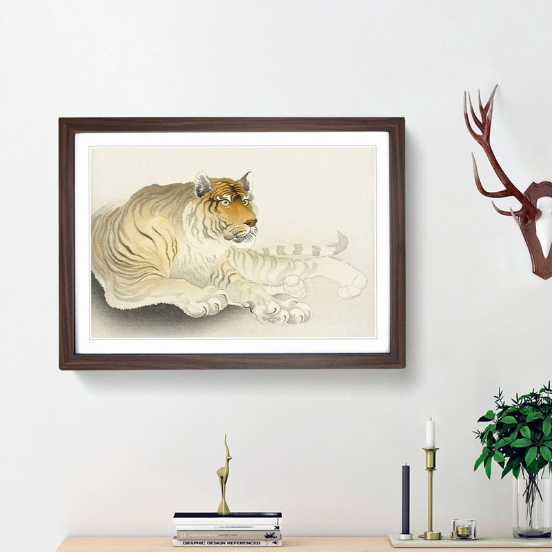 Tiger by Ohara Koson - Picture Frame Painting Print, Walnut Framed, 48cm H x 65cm W x 2cm D