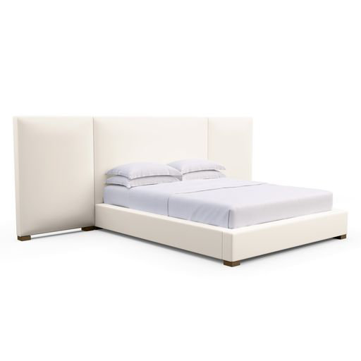 Upholstered Bed, Box Weave Linen Black Jack, Weathered, Twin