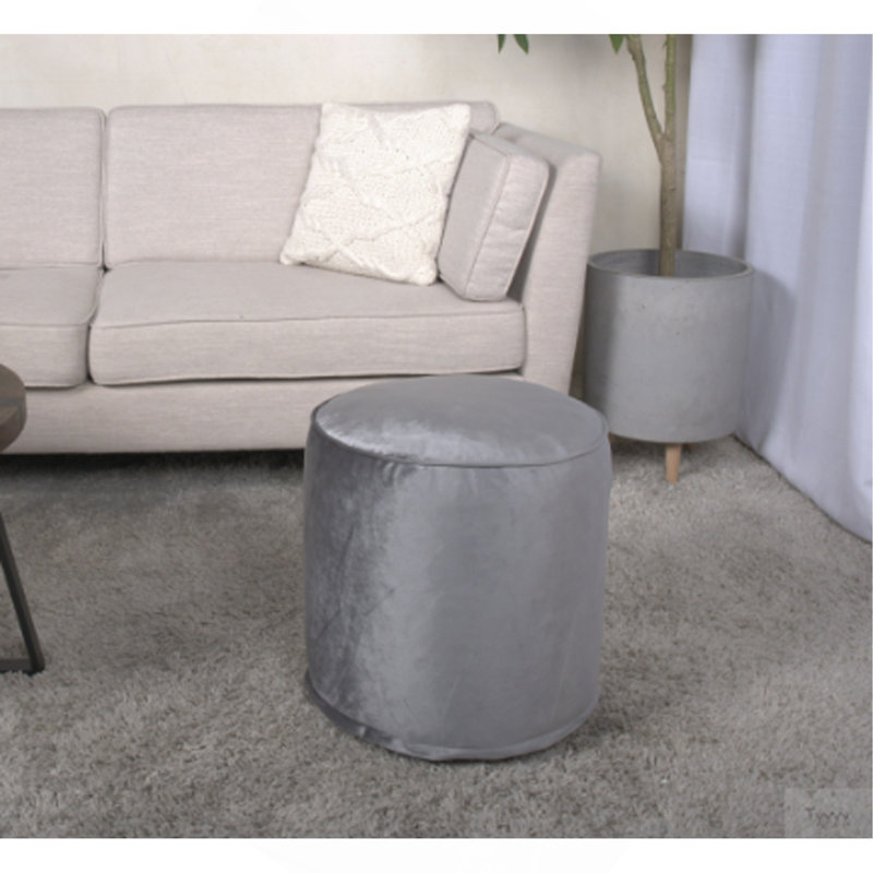 Shimon Cylinder Pouf,  Pewter Gray, Gray