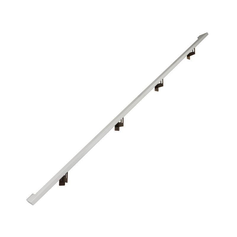 Modern Aluminum Handrail Grab Bar Kit, Adjustable Steel Brackets, Returns to Wall, Powder Coat, 9' W, Bronze / Satin White