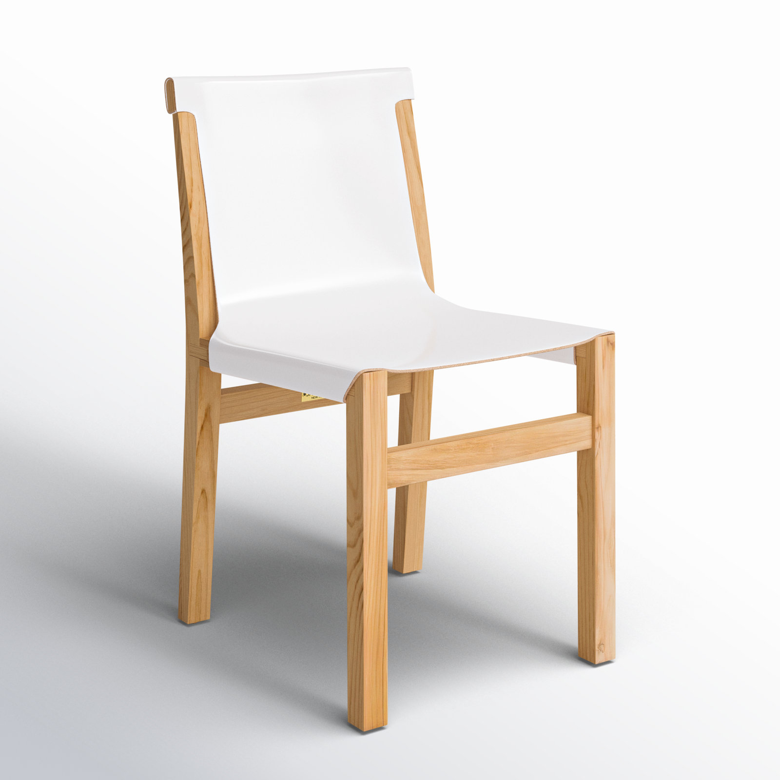 Cambell Teak Dining Chair, White Faux Leather
