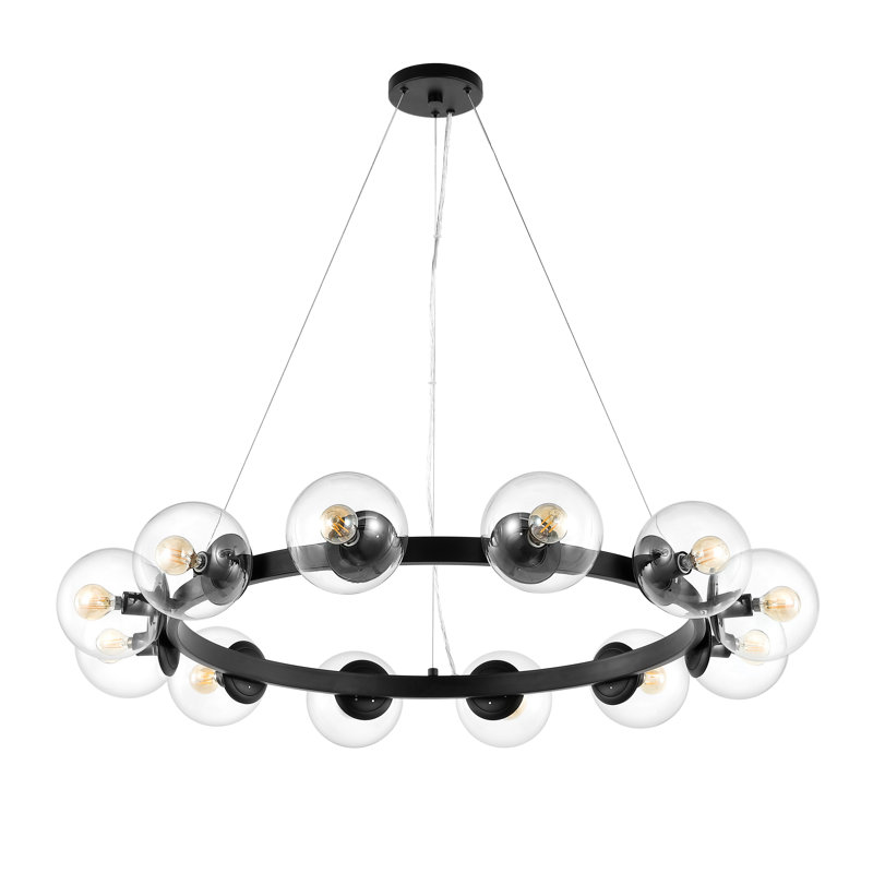 Joandaly 12 - Light Dimmable Wagon Wheel Chandelier, Black
