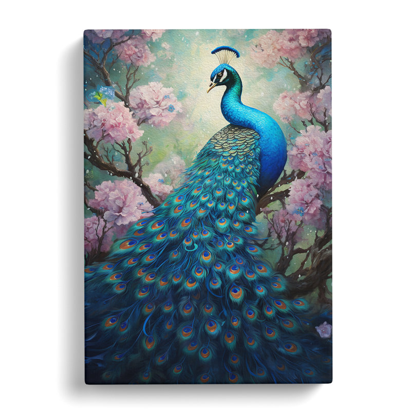 Peacock Romanticism - Wrapped Canvas Print, 60cm H x 40cm W x 3cm D