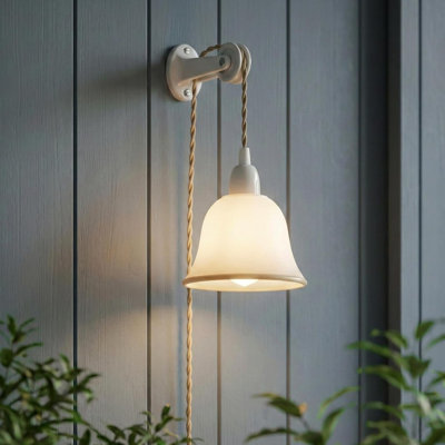 13cm H Glass Bell Lamp Shade in White