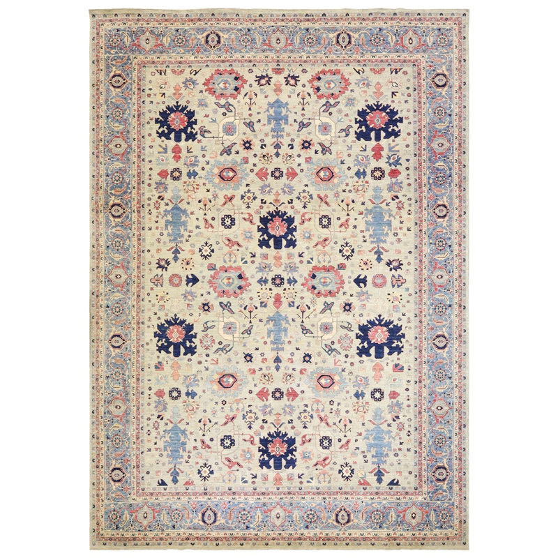 New Turkmen Afghan One-of-a-Kind Rectangle 13'9" X 19'6" Area Rug