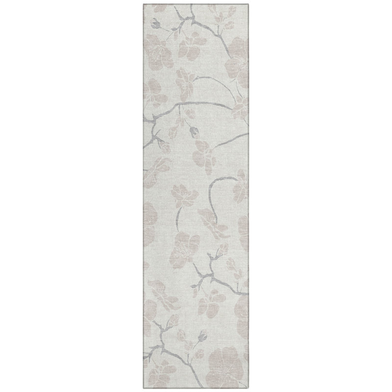 Ensa Ivory Washable Indoor-Outdoor Rug - , 2'3" x 7'6"