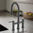 Double Handle Bridge Kitchen Faucet With Pull-down Spray Head-111025358