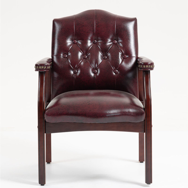 Chaise de réception avec structure en bois, Burgundy