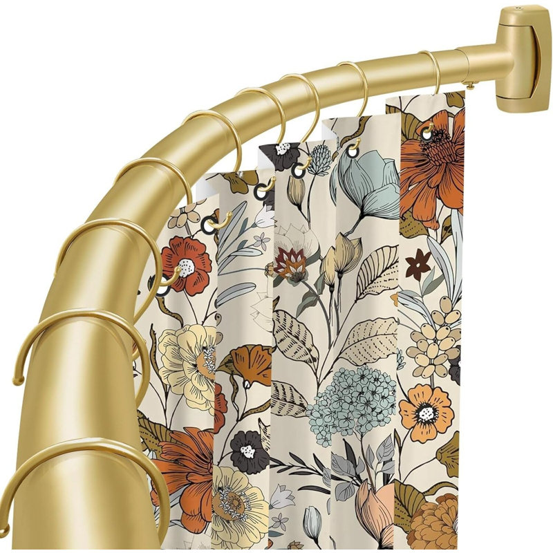 Tringle de rideau de douche 35-82 ", tringle de rideau de douche arquée ajustable, Noir mat