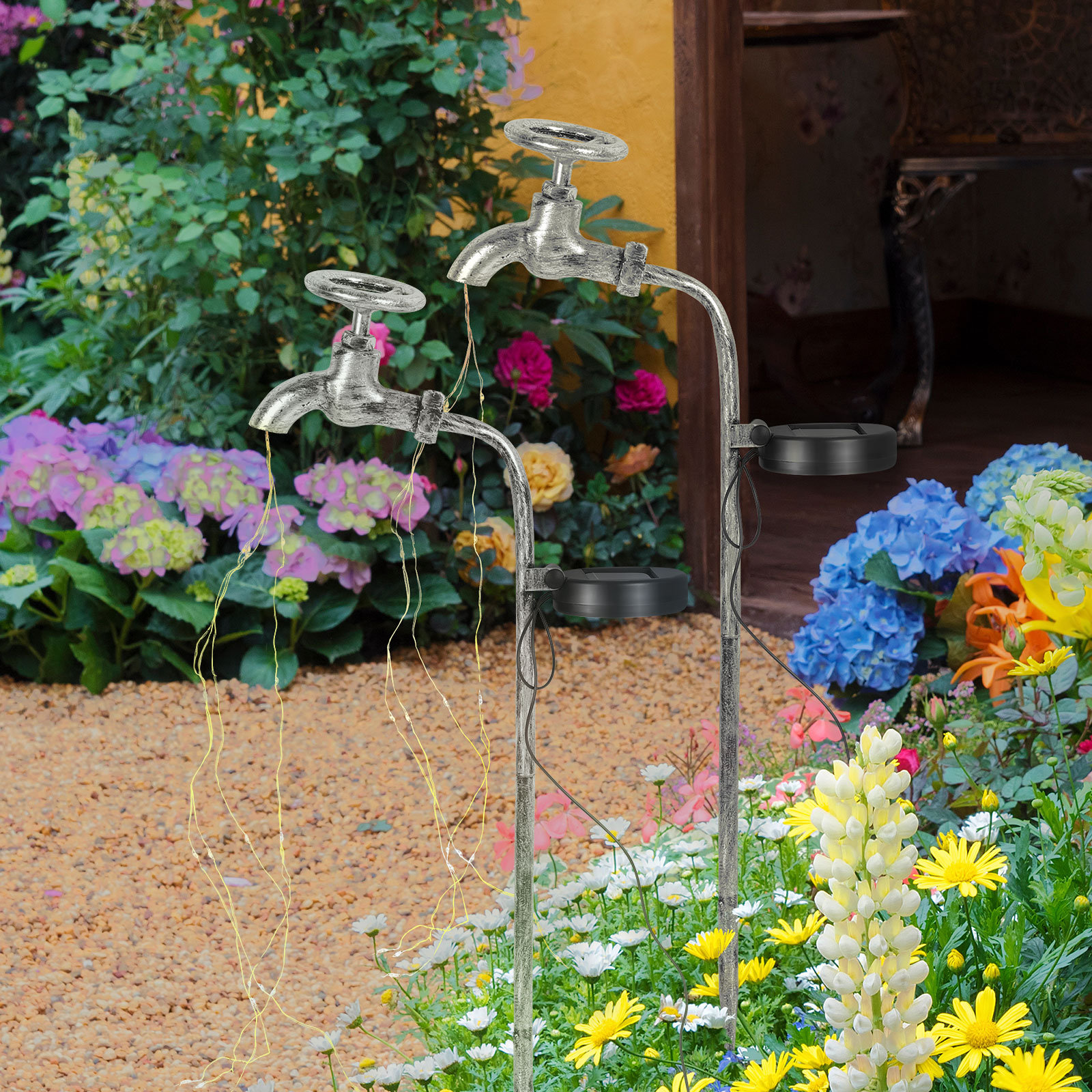 Haitral Orange Solar Powered Integrated LED Metal Pathway Light Kit |  Wayfair, image size:1600x1600