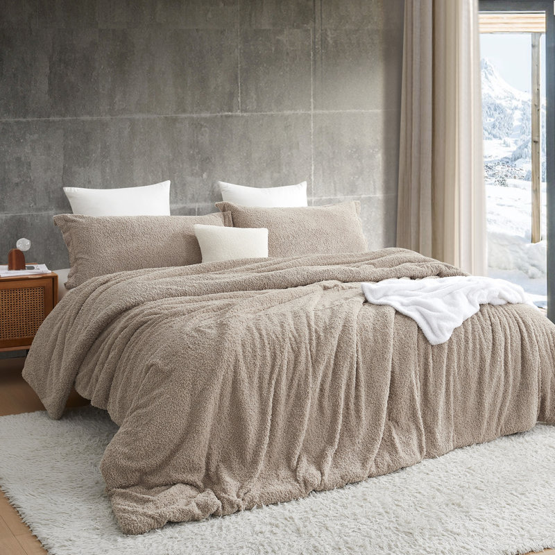 Petit ensemble d'édredon surdimensionné pour enfant, Édredon pour grand lit + 2 taies décoratives sta, Brun taupe