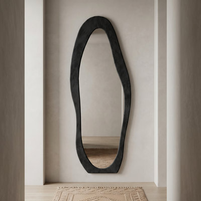 Irregular Full Length Mirror with Soft Flannel Frame – Shatterproof Glass, Freestanding or Wall Mount – Unique Art for Bedroom, Closet, Living Room