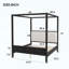 Grand lit plateforme à baldaquin en bois avec tête de lit tapissier-727377895-727377892