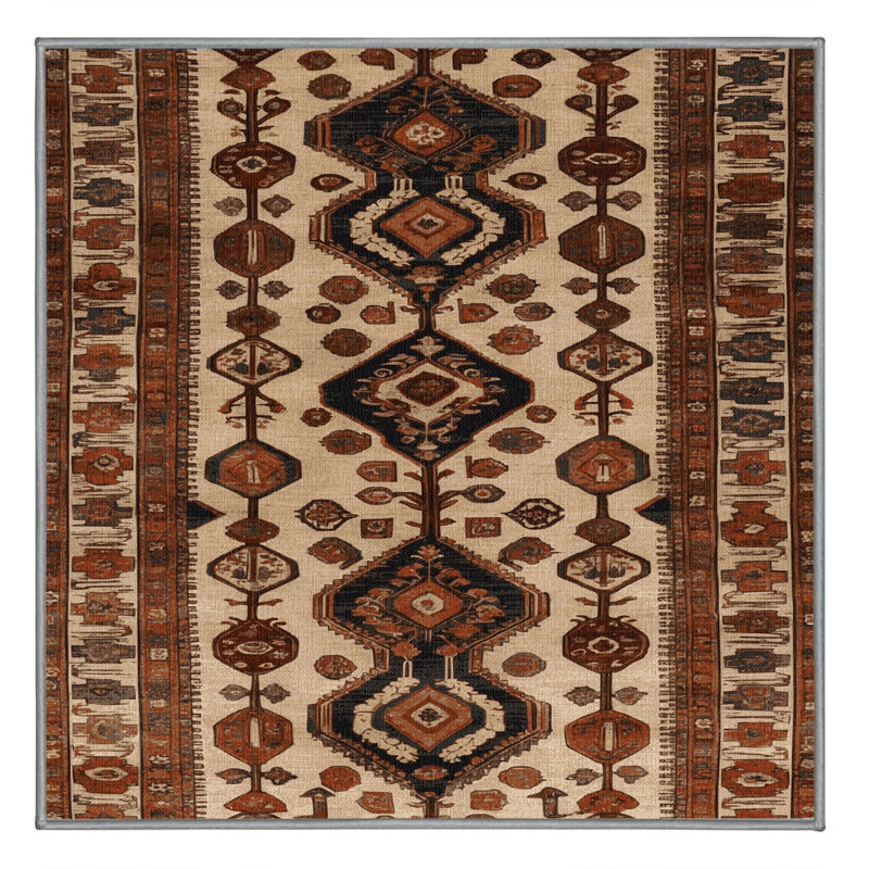 Machine Washable Turkish Brown Area Rug, Square 3'