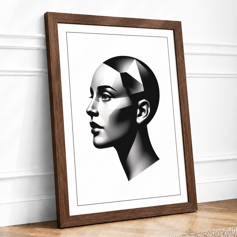 Profile Geometric - Framed Print, A3 - 42.0 x 29.7 cm, Walnut