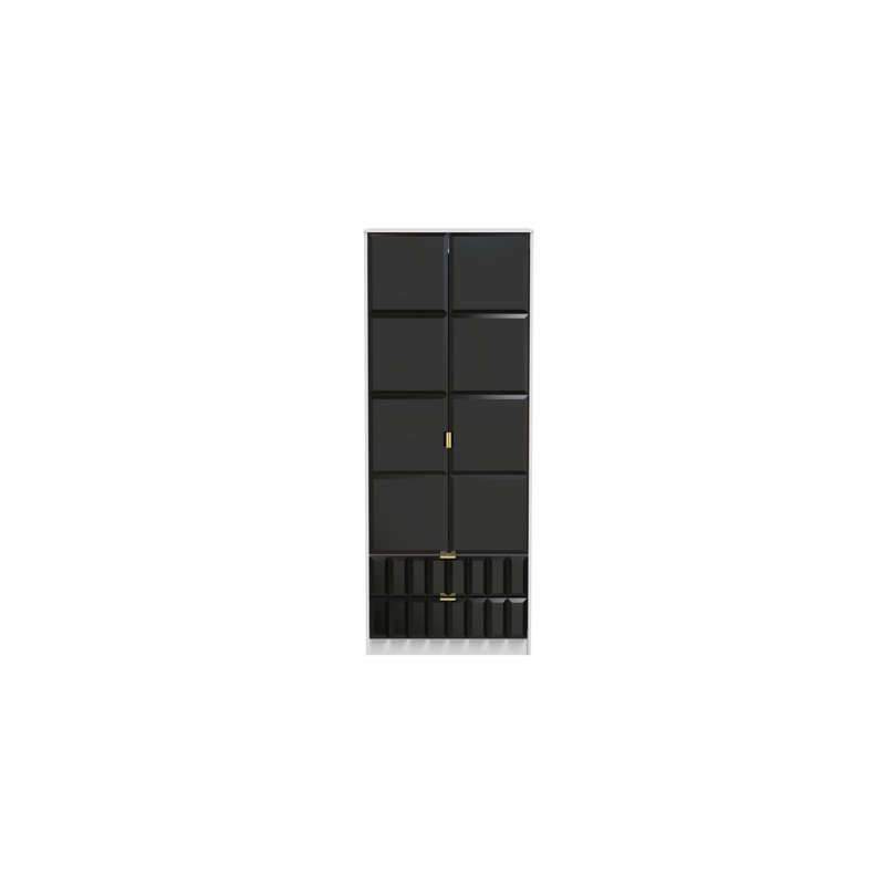 Fully Assembled 3 Door Wardrobe, 197cm H x 74cm W x 53cm D, Black/White