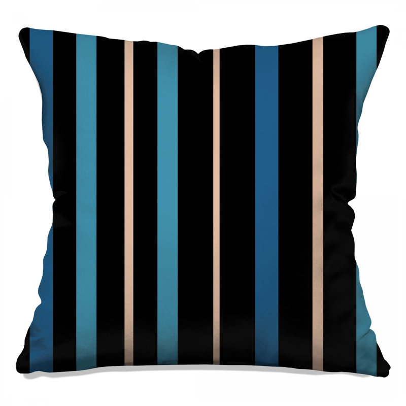 Black Blue Striped Double Sided Throw Pillows, 26 x 26 inches