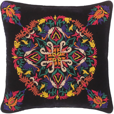 Coussin rustique en velours italien brodé à la main Quinlan