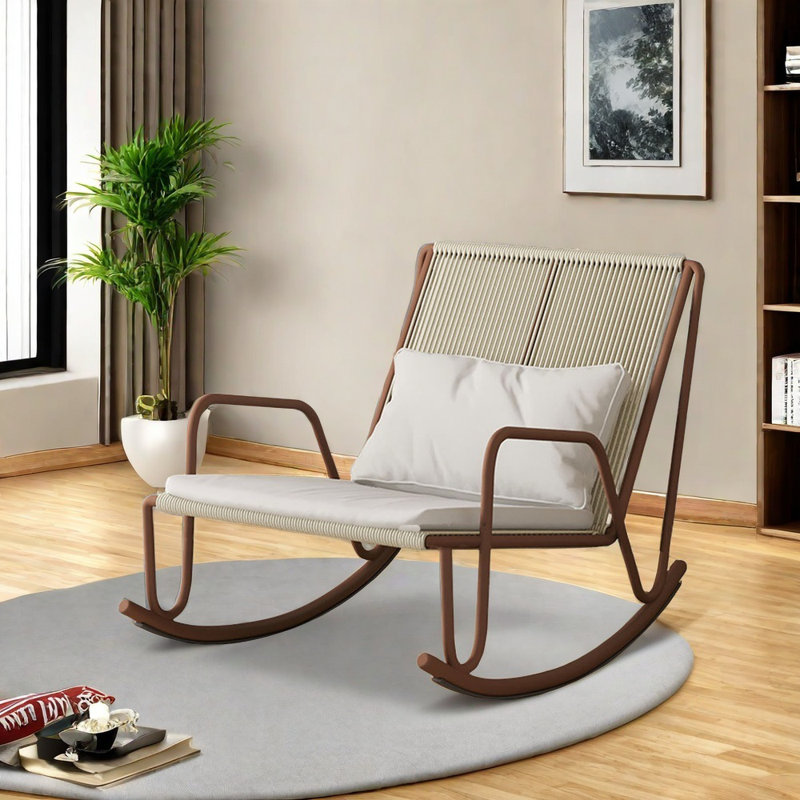 Fauteuil de détente moderne et ergonomique, Gris / café foncé, Blanc cassé / blanc