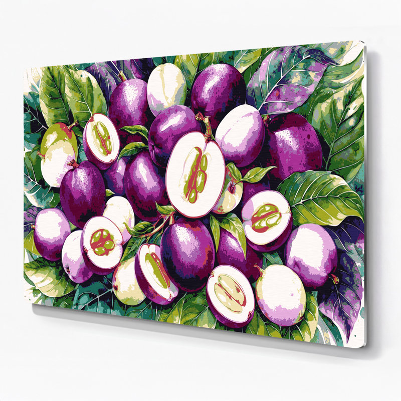Fruit, mangoustan brun, art mural en métal, H 11 po x l 14 po