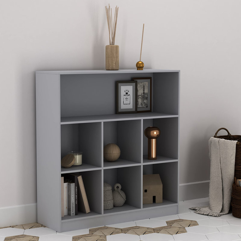 Thorntown 94cm H x 88cm W Cube Bookcase, Grey