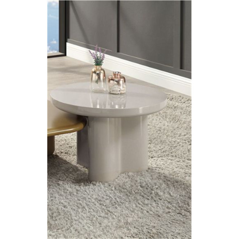 Joane Light Gray High Gloss End Table