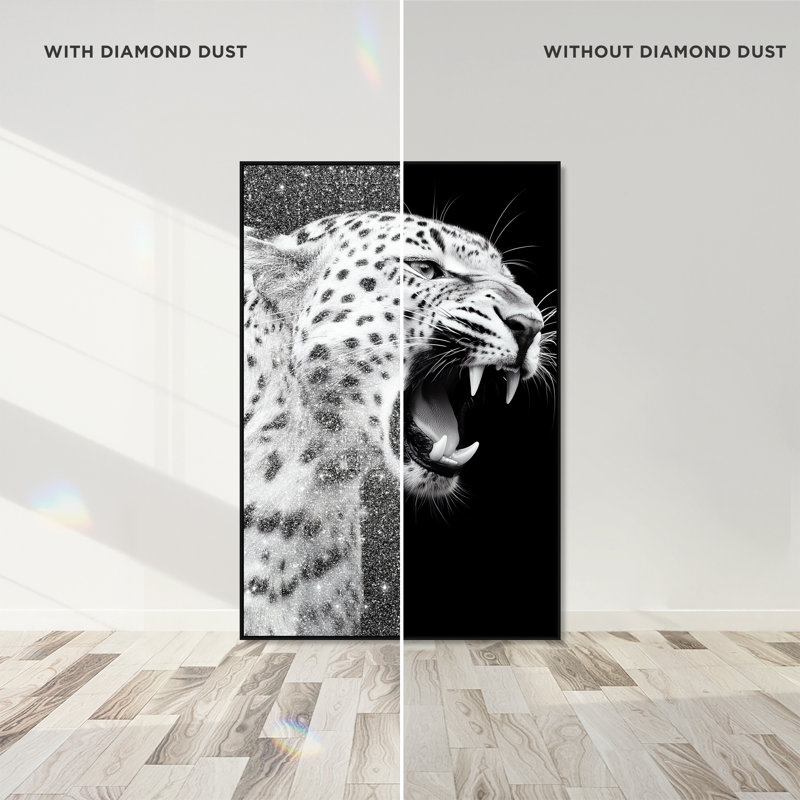 Leopard Roar Print by Oliver Gal, 25"H x 37"W, Black Floater Frame