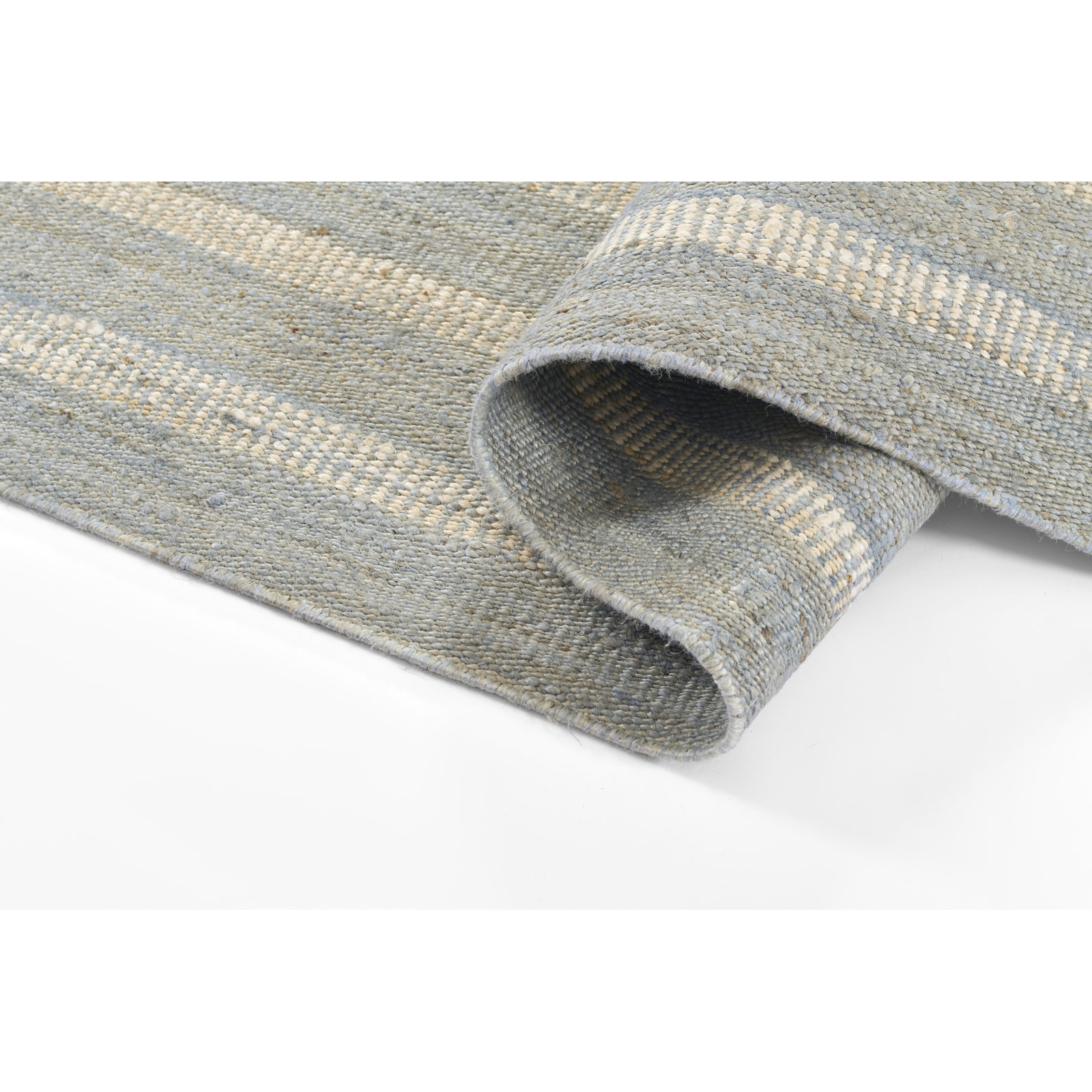 Aadison Blue Hand-Woven Striped Jute Rug, Rectangle 5' x 7'