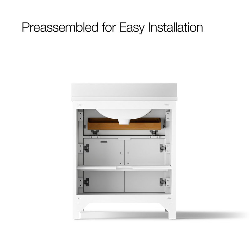 Kresla 30 In. Bathroom Vanity Cabinet With Sink And Quartz Top, White, Brushed Nickel